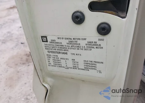 2003 Cadillac Escalade Standard z USA, uszkodzony, nr VIN 1GYEC63T83R134948